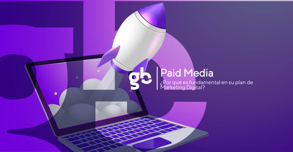 Portada de banner con línea gráfica de groundbreaker medía pra blog con el título: Paid Media, porque es fundamental en su plan de Marketing.